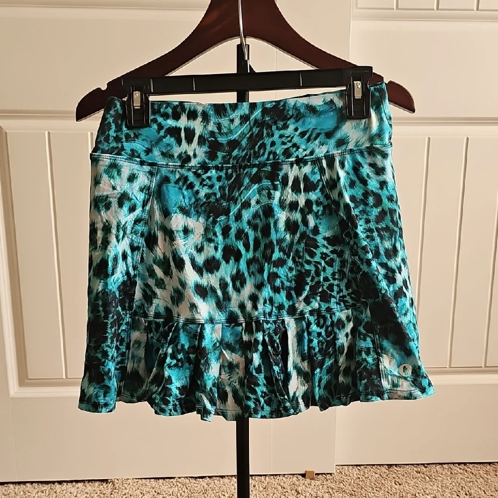 SassyFun Dona Jo Electric Blue and Black Ruffled Tennis Or Pickleball Skirt - Picture 3 of 7